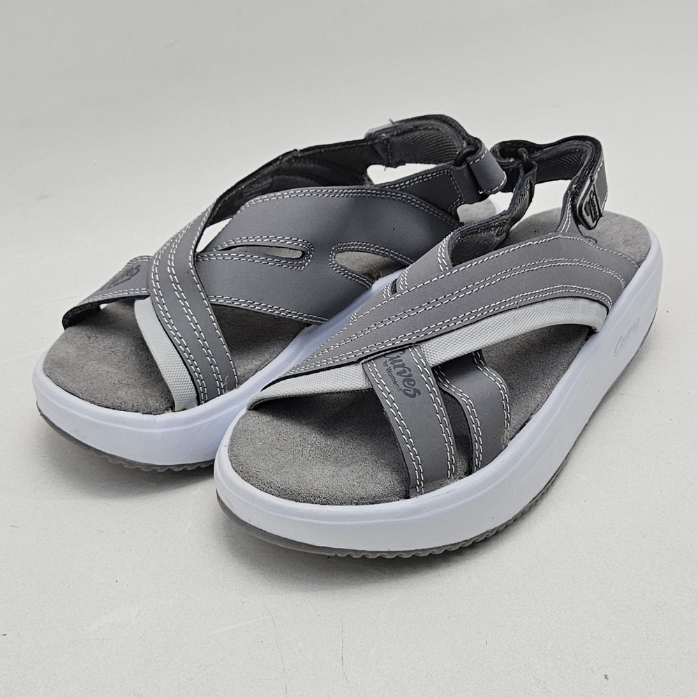 Curves for Women Grey Rocker Bottom Walking Sandals Size 7 Athletic Comfort